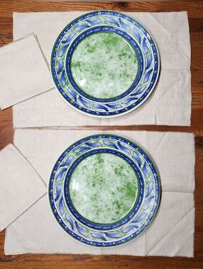 Pier 1 Versailles Dinner Plates Set of 2 Italy Blue Green
